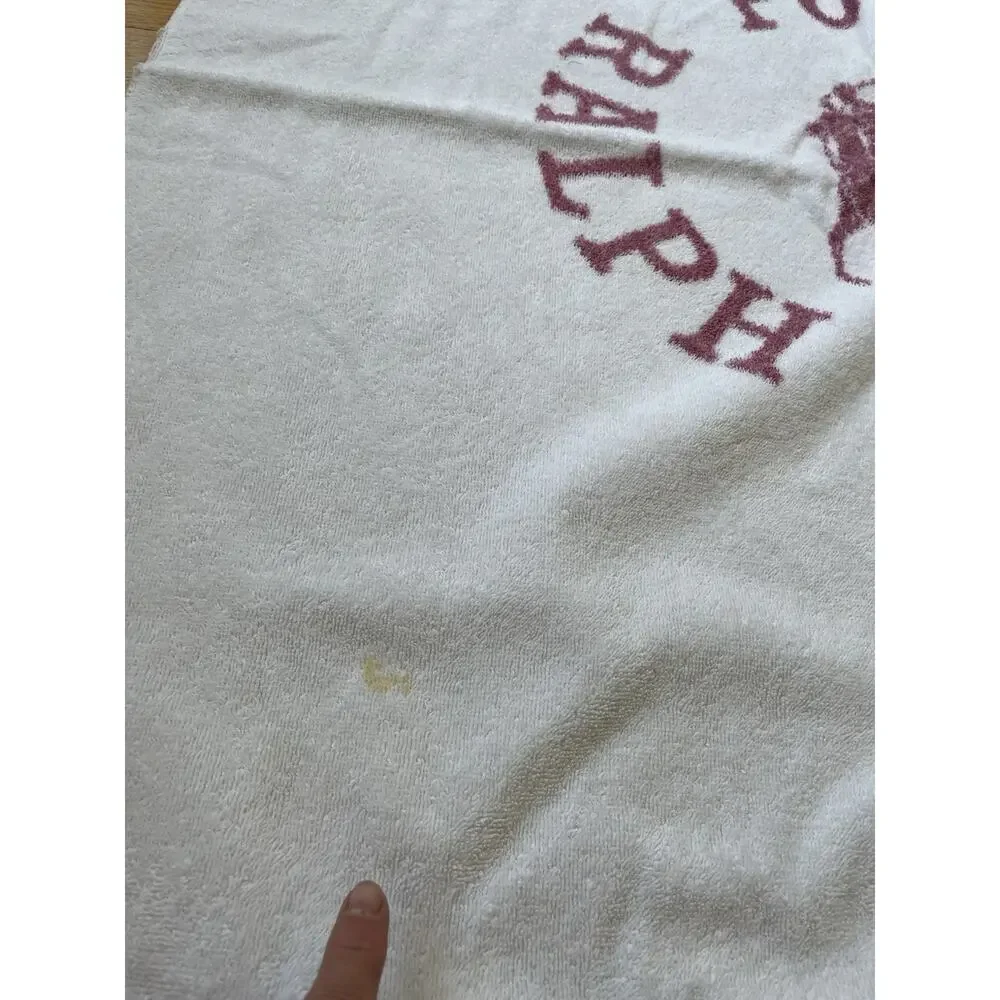 Ralph Lauren RL Polo Club Vintage Red White Large Beach Towel 34 X 66 Pony Logo